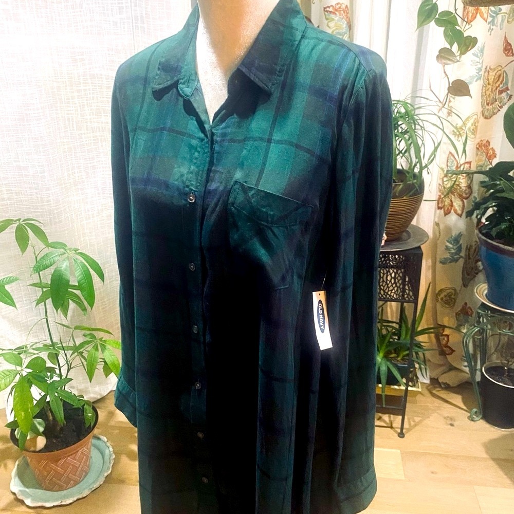 Old Navy Green Plaid SleepShirt